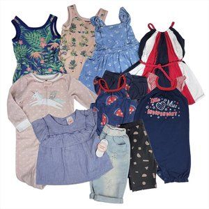 11-Piece Lot of 24-Month 2T Baby Toddler Girl Spring Summer Clothing Bundle